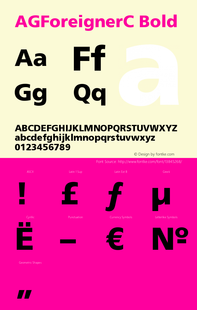 AGForeignerC Bold OTF 1.0;PS 001.000;Core 116;AOCW 1.0 161 Font Sample