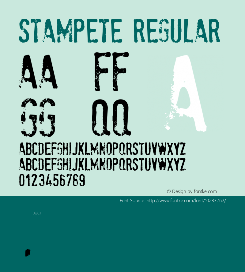 stamPete Regular Macromedia Fontographer 4.1 3-11-2006 Font Sample