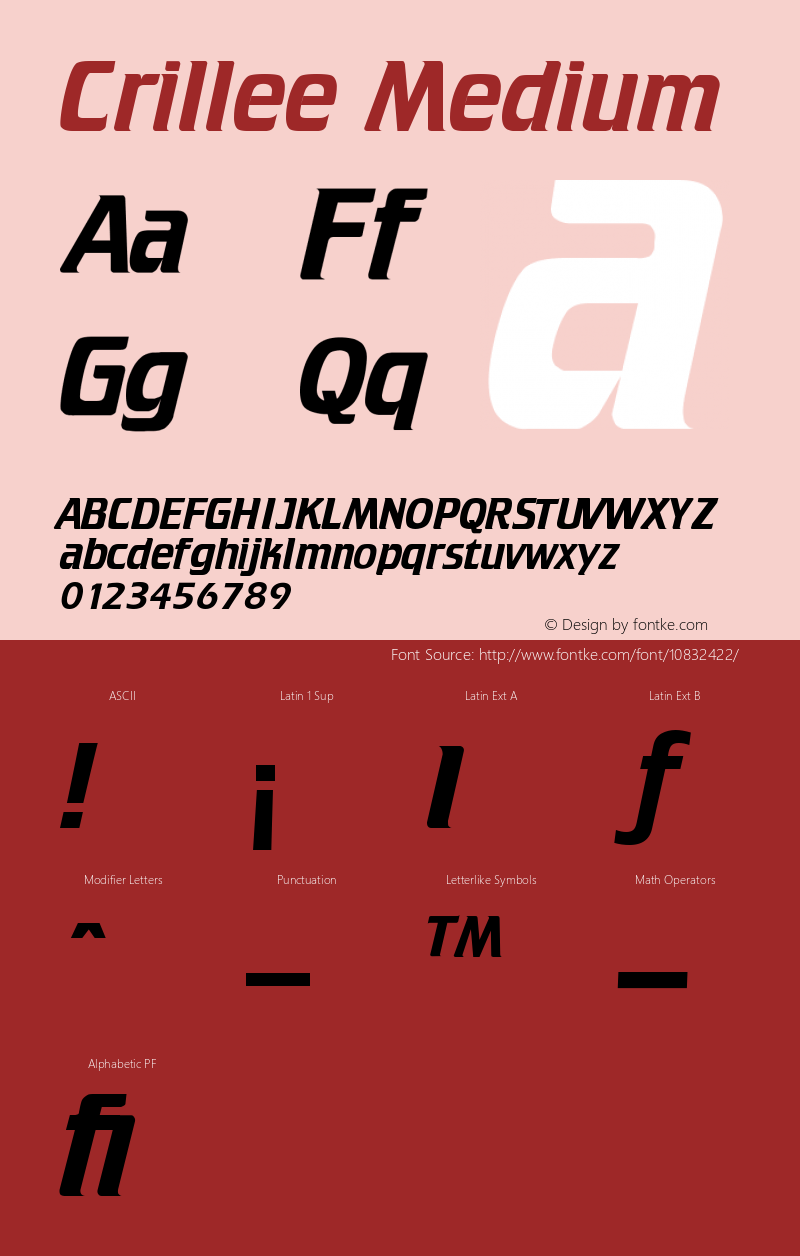 Crillee Medium Version 001.001 Font Sample