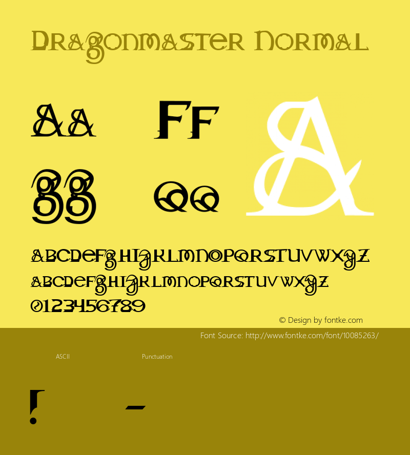 Dragonmaster Normal Macromedia Fontographer 4.1 2/6/2001 Font Sample