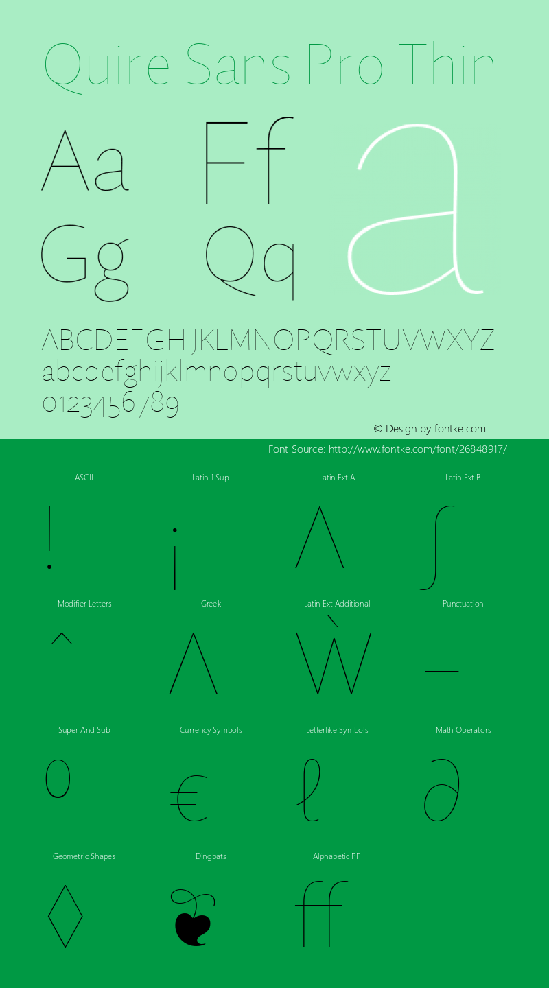 Quire Sans Pro Thin Version 1.0 Font Sample