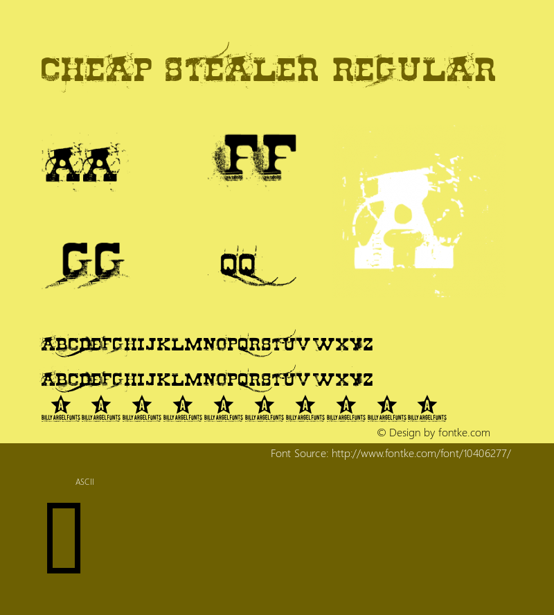 Cheap stealer Regular Version 1.000 2008 initial release Font Sample