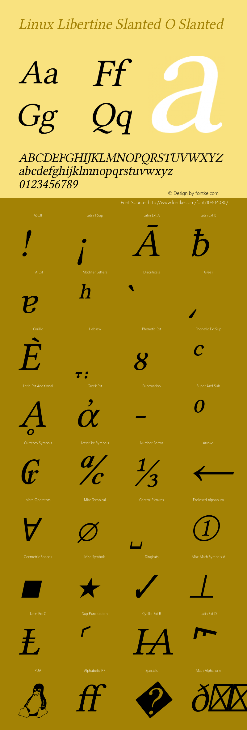 Linux Libertine Slanted O Slanted Version 5.1.0 Font Sample