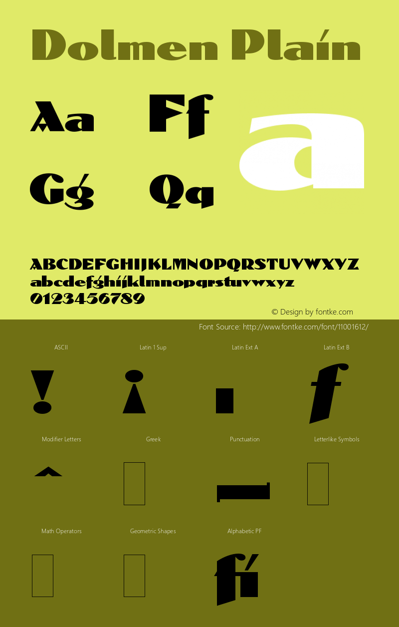 Dolmen Plain Version 1.0 Font Sample