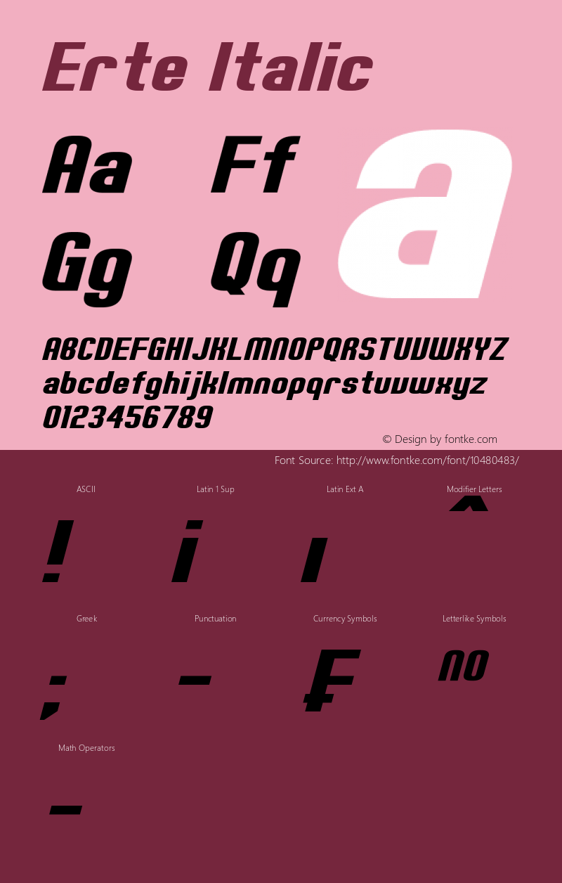 Erte Italic Version 1.00 April 9, 2013, initial release Font Sample