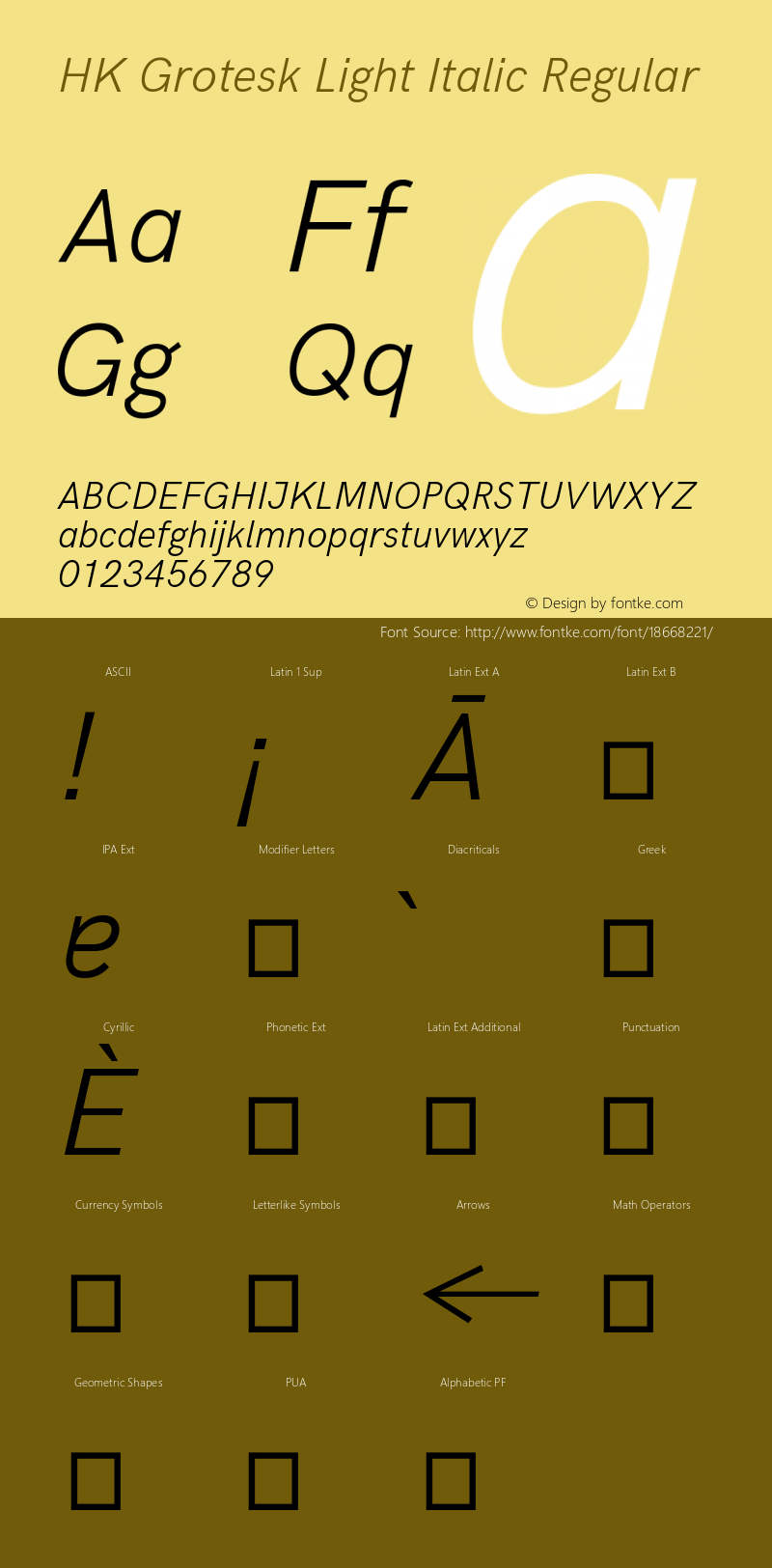 HK Grotesk Light Italic Regular Version 1.000 Font Sample