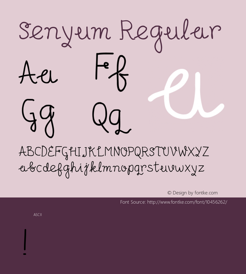 Senyum Regular Unknown Font Sample