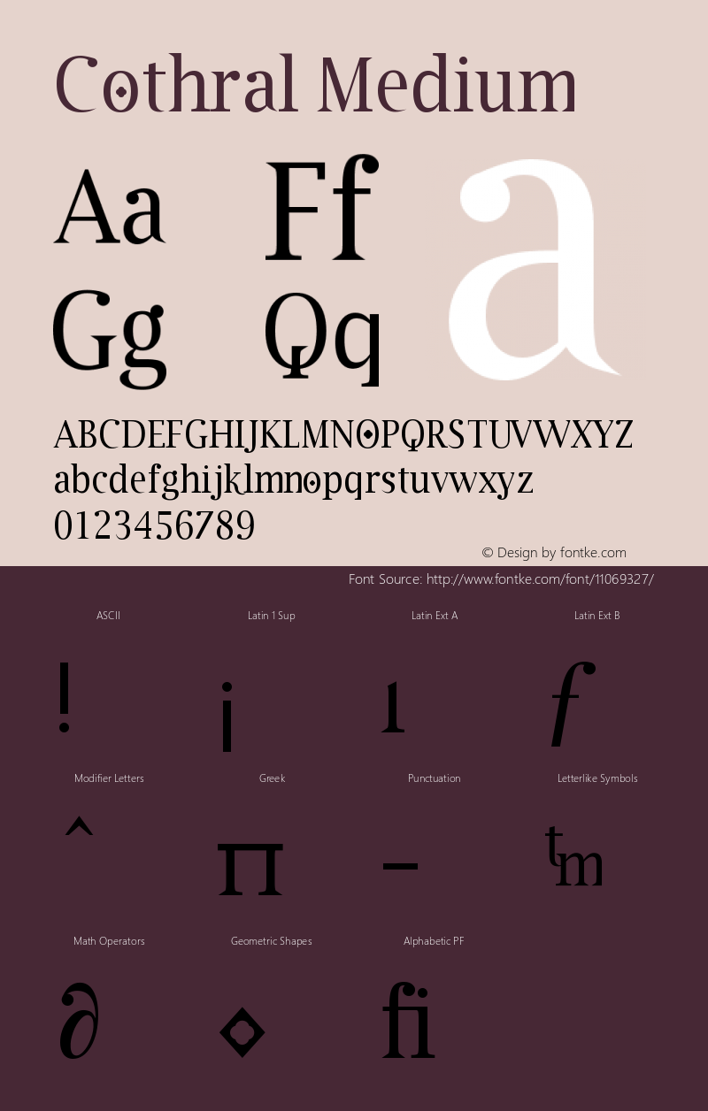 Cothral Medium Version 001.000 Font Sample