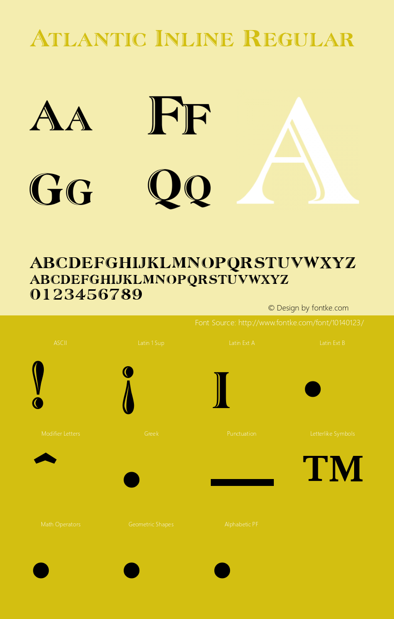 Atlantic Inline Regular 0.0 Font Sample