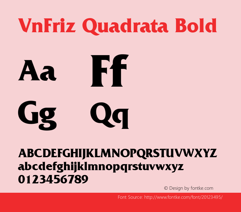 VnFriz Quadrata Bold 001.003 Font Sample