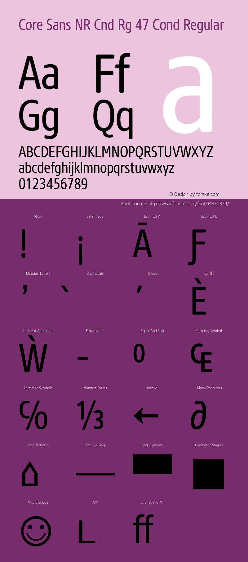 Core Sans NR Cnd Rg 47 Cond Regular Version 1.001 Font Sample