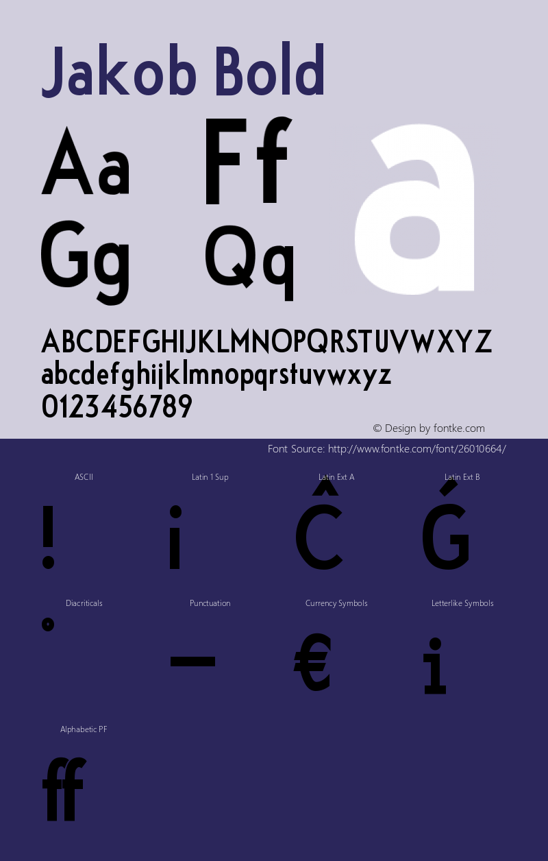 JakobBold Version 1.8 (17.12.2010) Font Sample