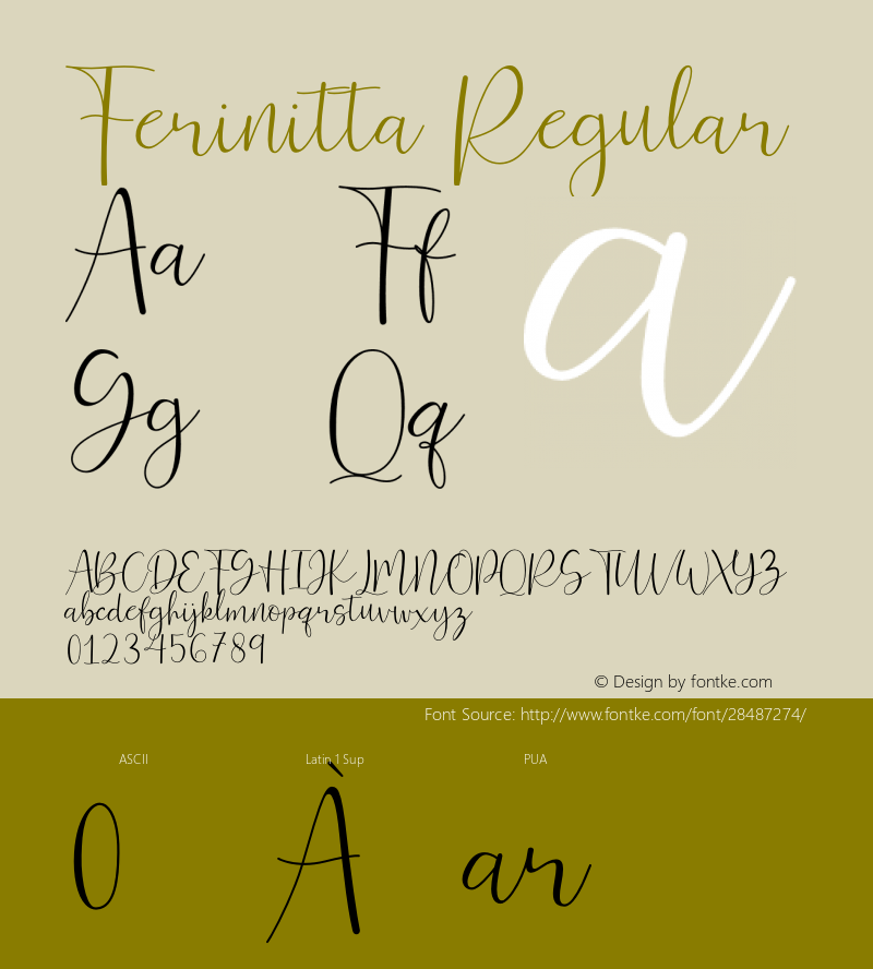 Ferinitta Version 1.00;January 24, 2019;FontCreator 11.5.0.2422 64-bit Font Sample