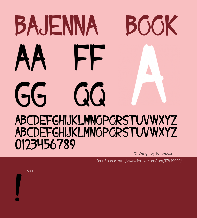 bajenna Book Version 2k7 phallicymbal @ p Font Sample