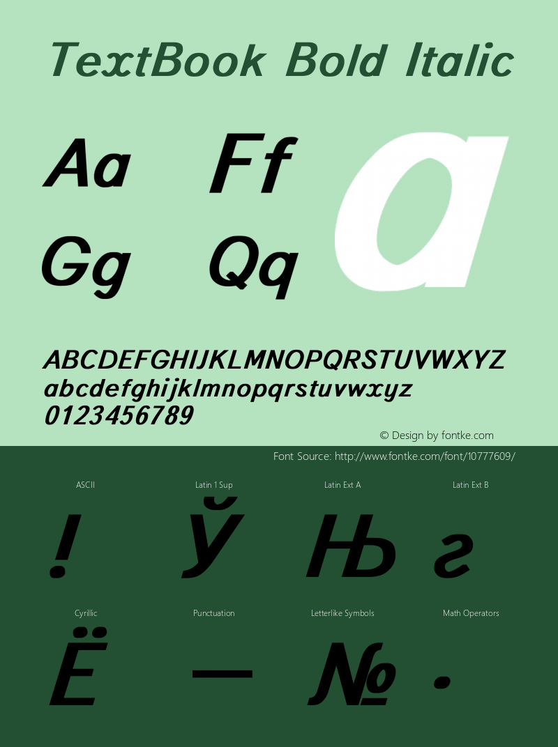 TextBook Bold Italic Converted from t:\TEXTBOO2.BF1 by ALLTYPE Font Sample