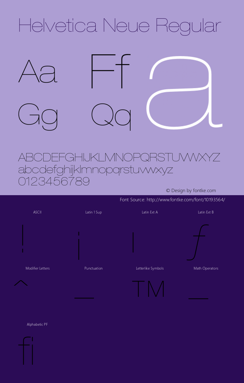 Helvetica Neue Regular 001.000 Font Sample