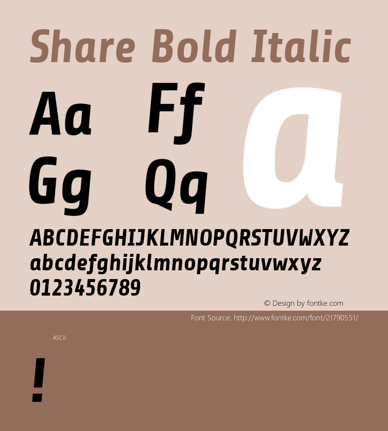 Share Bold Italic  Font Sample