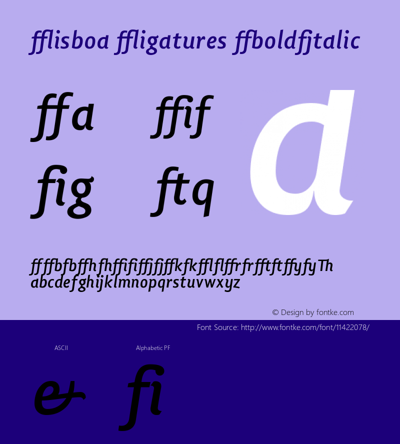 Lisboa Ligatures BoldItalic Version 001.000 Font Sample