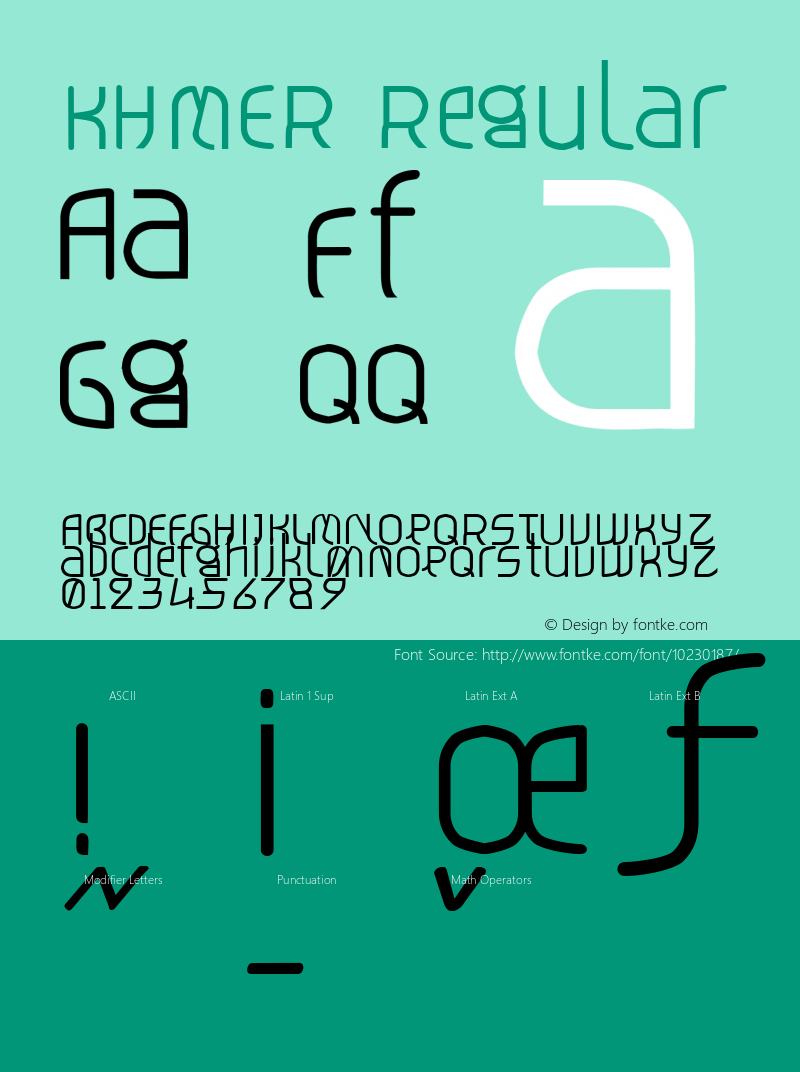 KHMER Regular Version 1.00 Font Sample