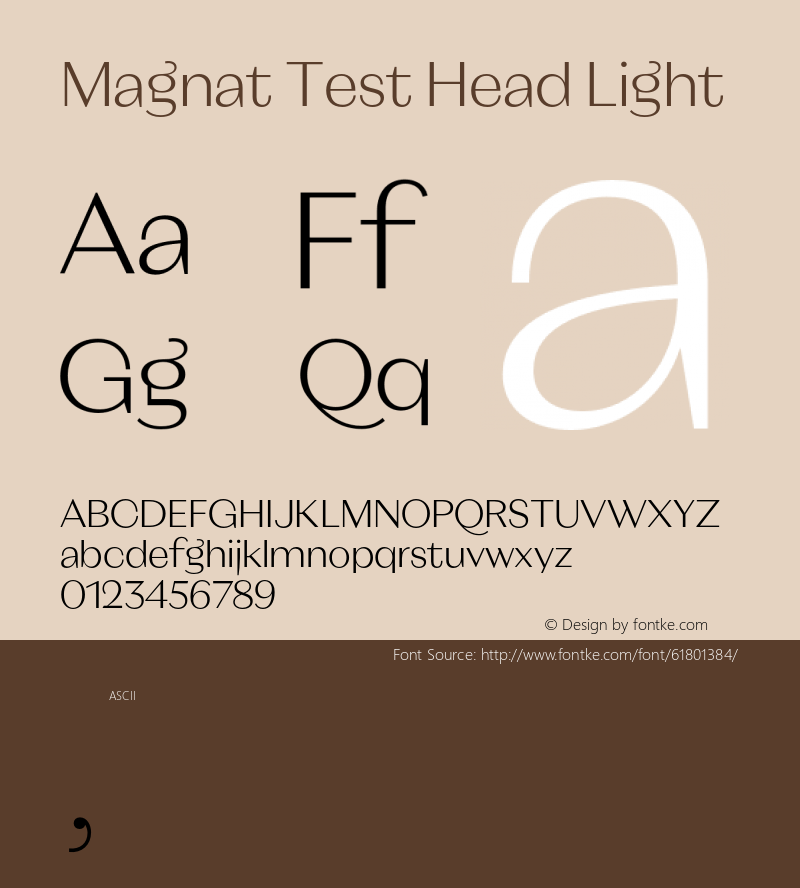 Magnat Test Head Light Version 1.000;PS 001.000;hotconv 1.0.88;makeotf.lib2.5.64775 Font Sample