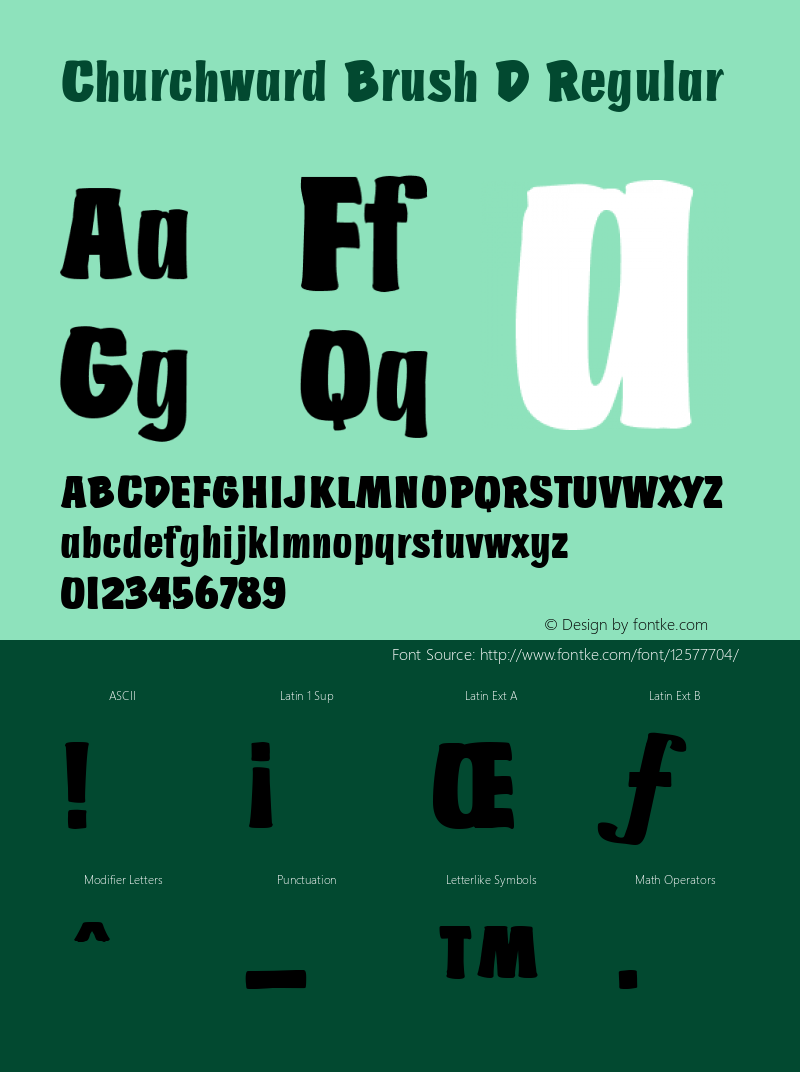 Churchward Brush D Regular Version 001.005 Font Sample