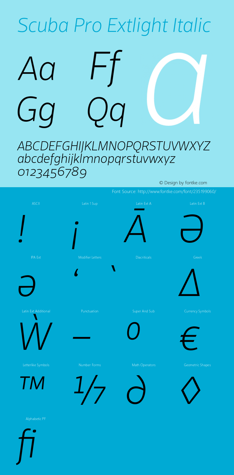 ScubaPro-ExtlightItalic Version 7.504; 2012; Build 1021图片样张