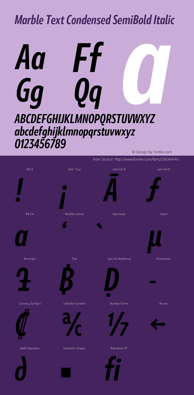 Marble Text Condensed SemiBold Italic Version 1.001图片样张