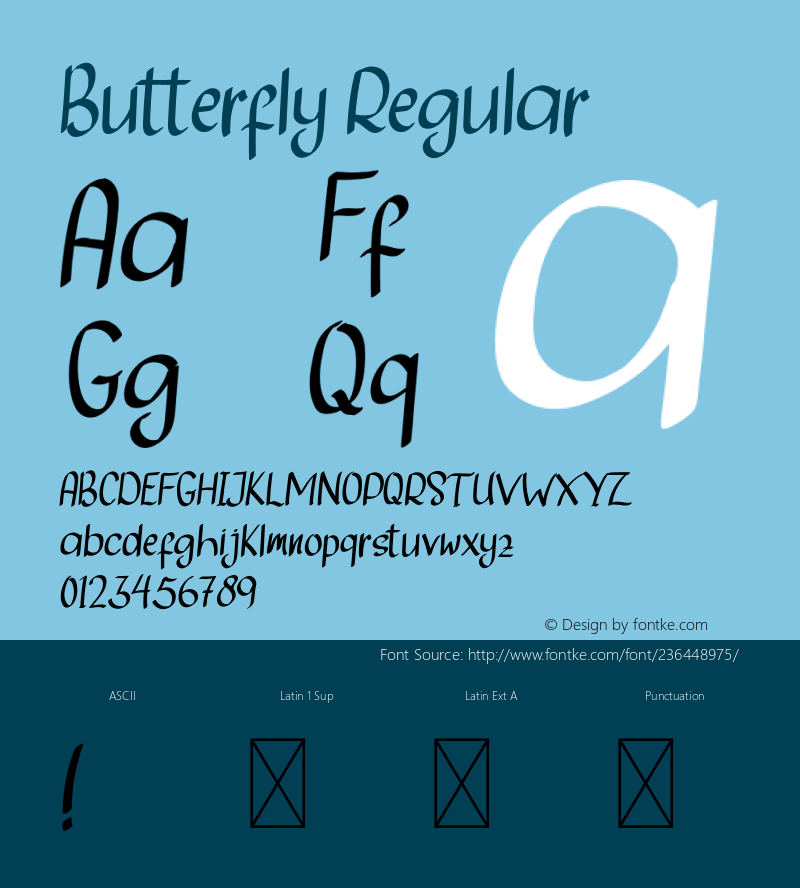 ButterflyRegular Version 1.001;Fontself Maker 3.5.3图片样张