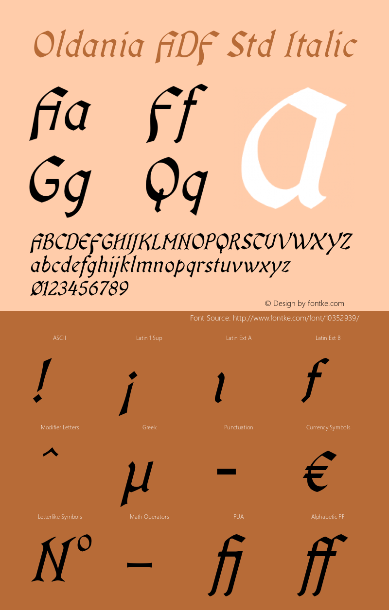 Oldania ADF Std Italic Version 1.002 Font Sample