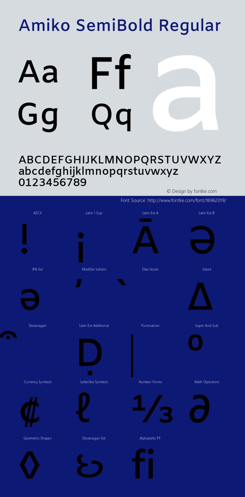 Amiko SemiBold Regular Version 1.000; ttfautohint (v1.3) Font Sample