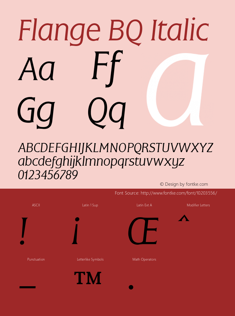 Flange BQ Italic Version 001.000 Font Sample