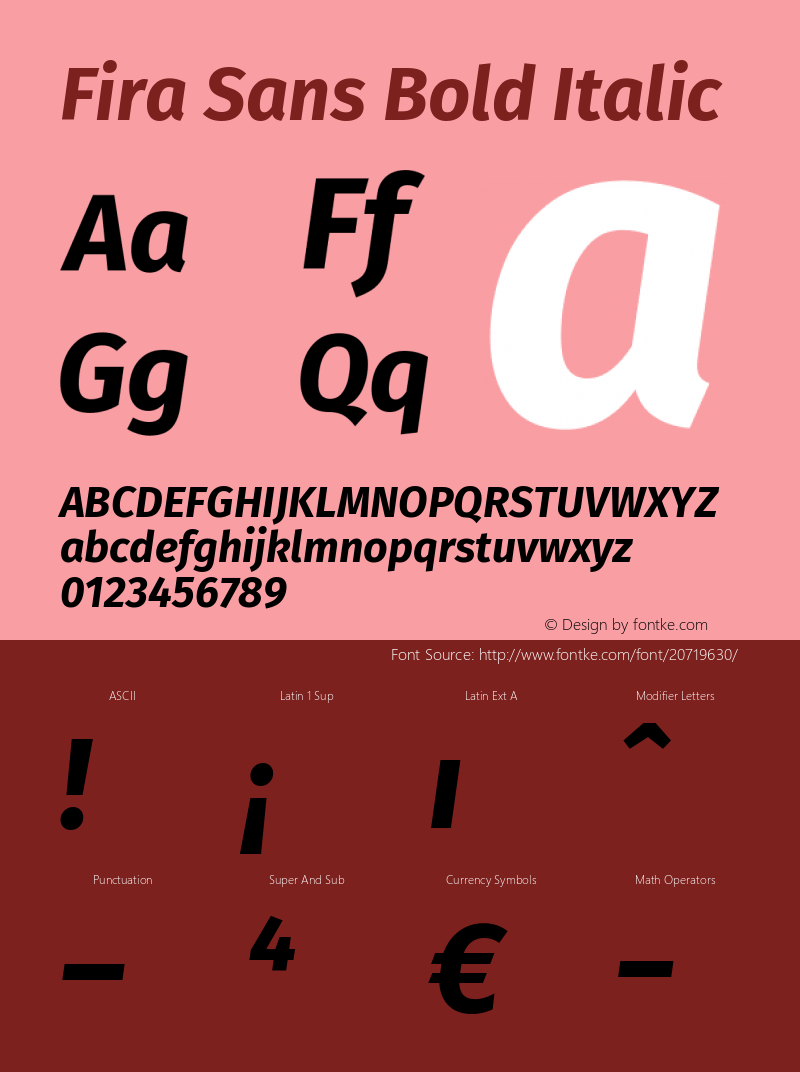 Fira Sans Bold Italic Version 4.203 Font Sample