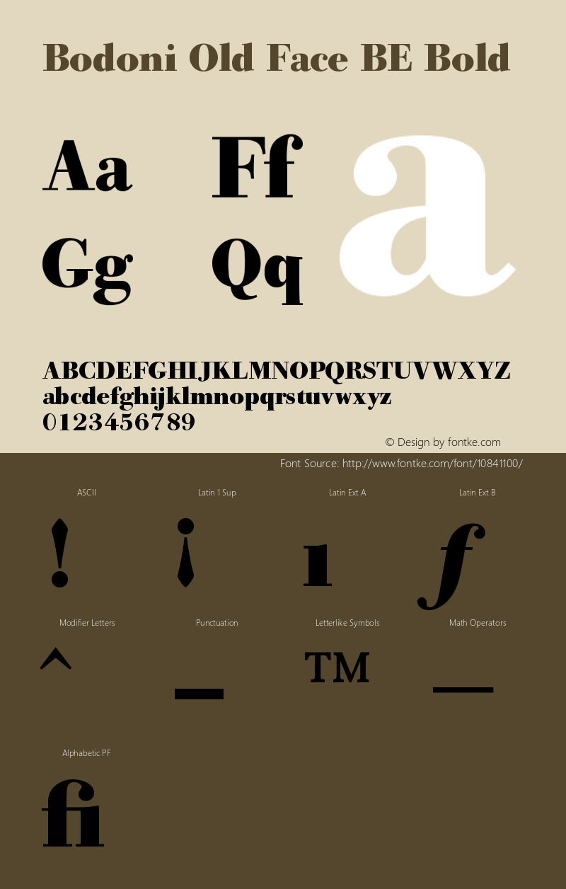 Bodoni Old Face BE Bold Version 001.001 Font Sample