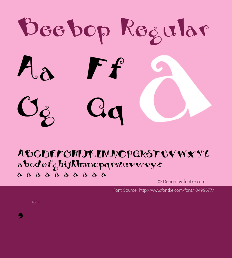 Beebop Regular Version 1.0 Font Sample
