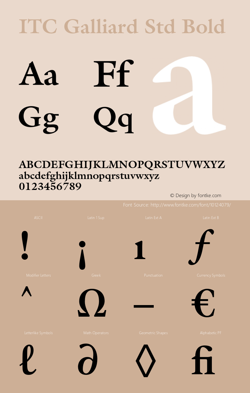 ITC Galliard Std Bold OTF 1.018;PS 001.002;Core 1.0.31;makeotf.lib1.4.1585 Font Sample