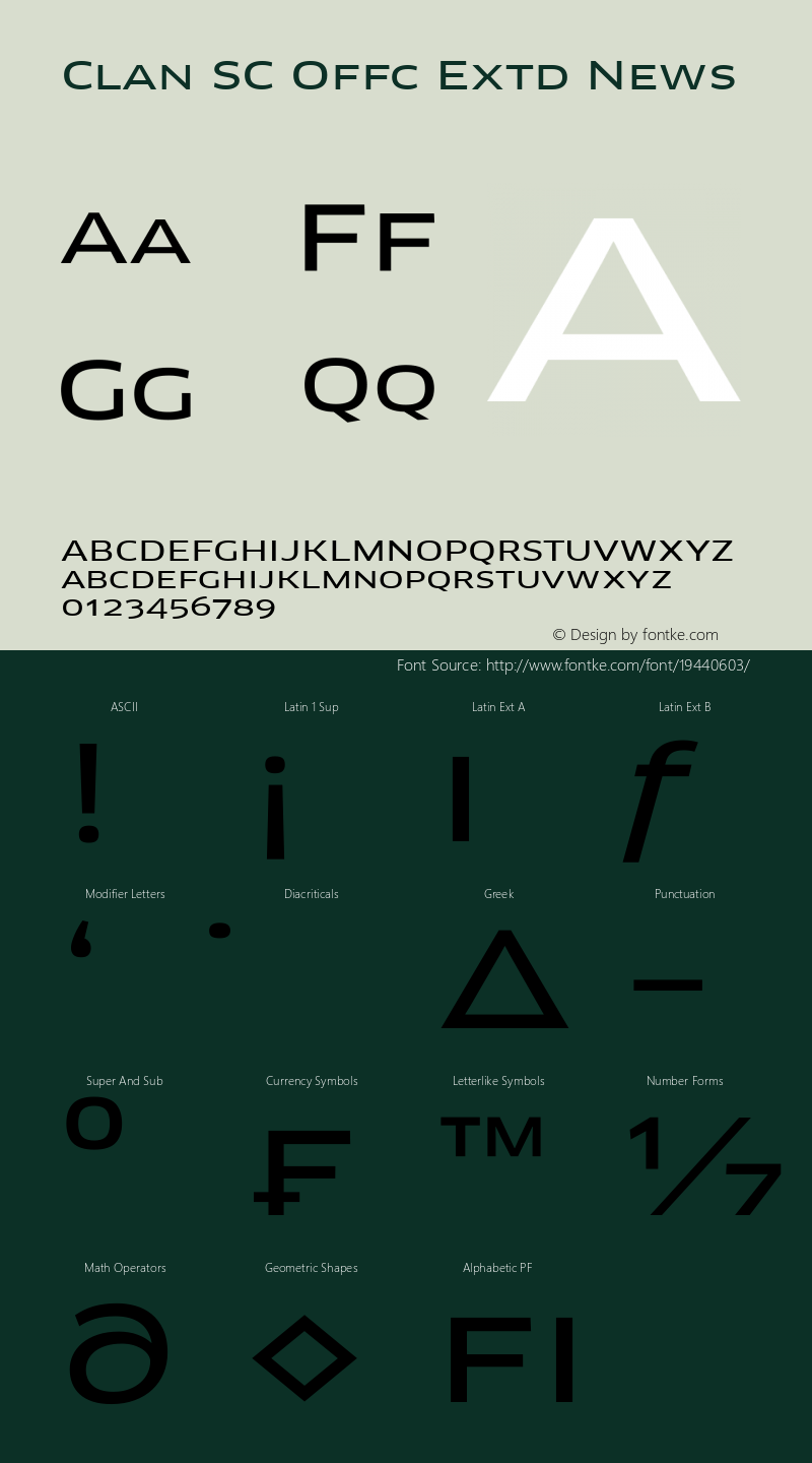 Clan SC Offc Extd Version 7.504; 2010; Build 1020 Font Sample