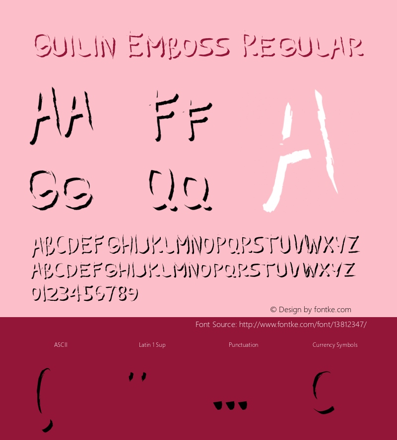 Guilin Emboss Regular 1.000 Font Sample