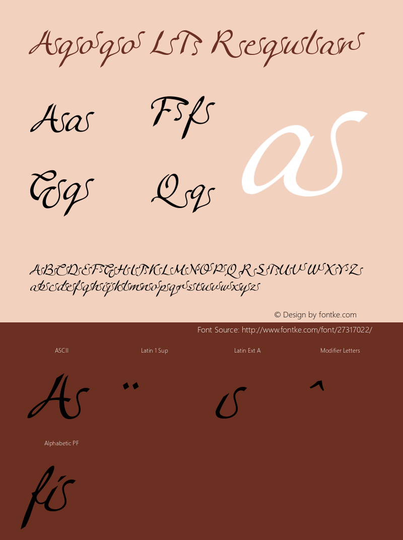 Agogo LT Swash 4 Version 2.01;2005 Font Sample