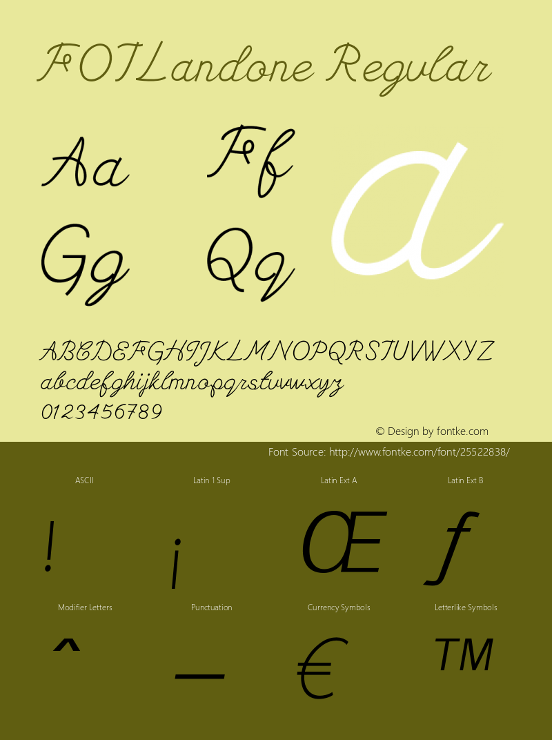 FOTLandone Version 1.000 Font Sample