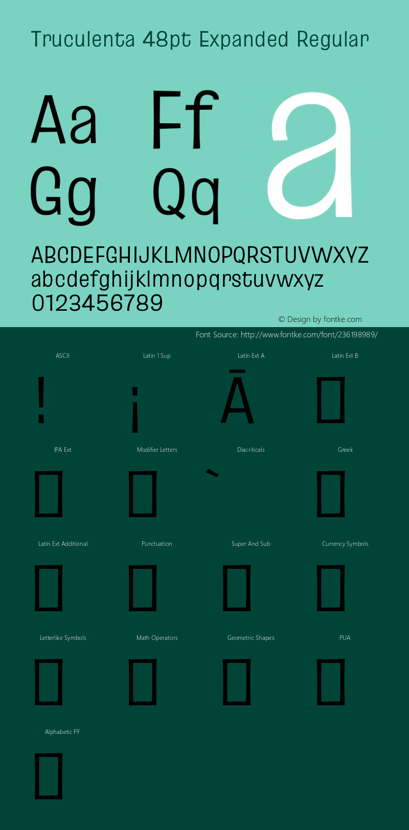 Truculenta 48pt Expanded Regular Version 1.002图片样张