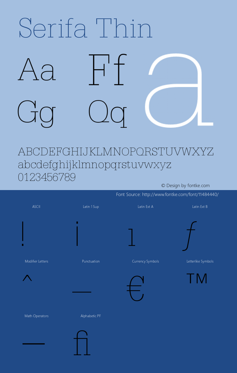 Serifa Thin Version 003.001 Font Sample