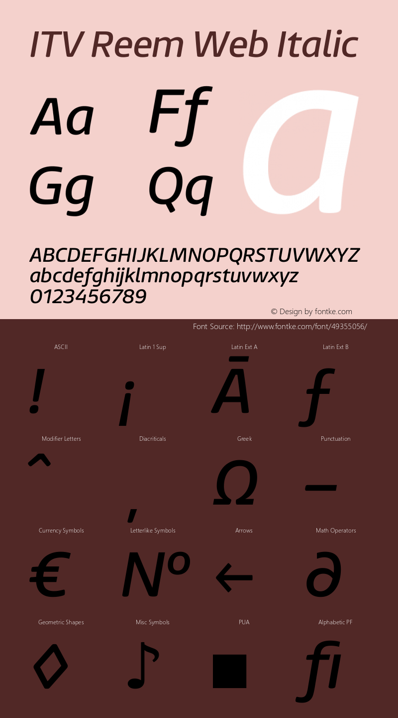 ITV Reem Web Italic Version 1.000 Font Sample