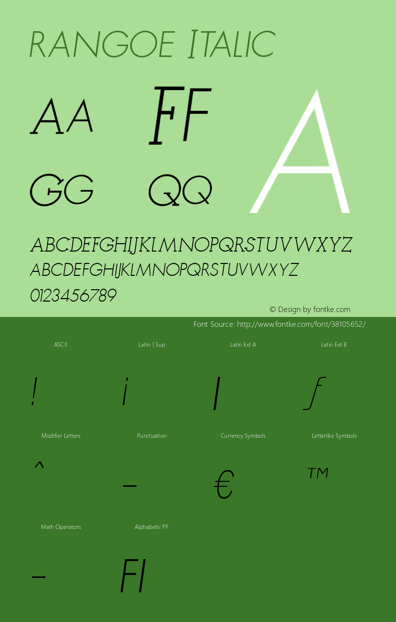 rangoe Italic Version 1.000 Font Sample