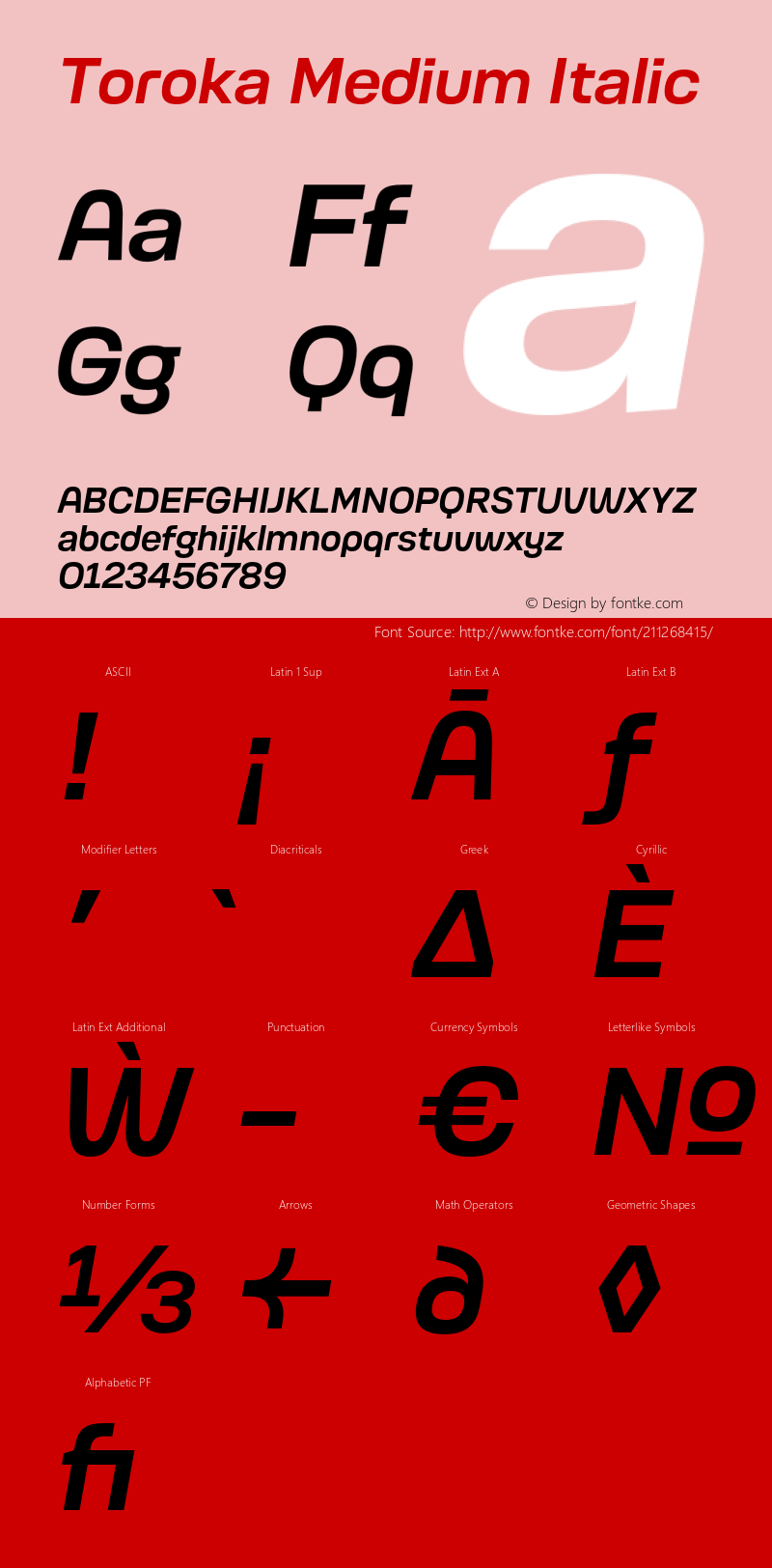 Toroka Medium Italic Version 001.000 April 2021图片样张