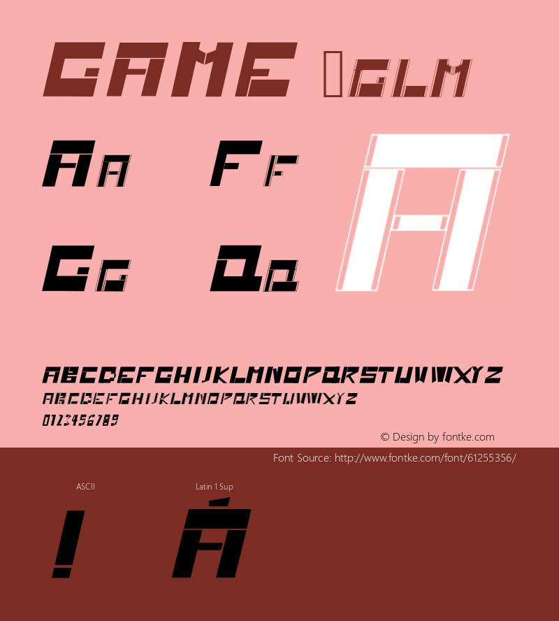 GAME Version 001.000 Font Sample