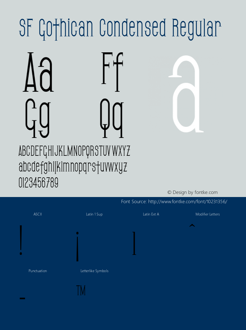 SF Gothican Condensed Regular v2.0 - Freeware Font Sample