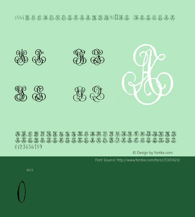 1864 GLC Monogram YZ W90 Rg Version 1.00 Font Sample