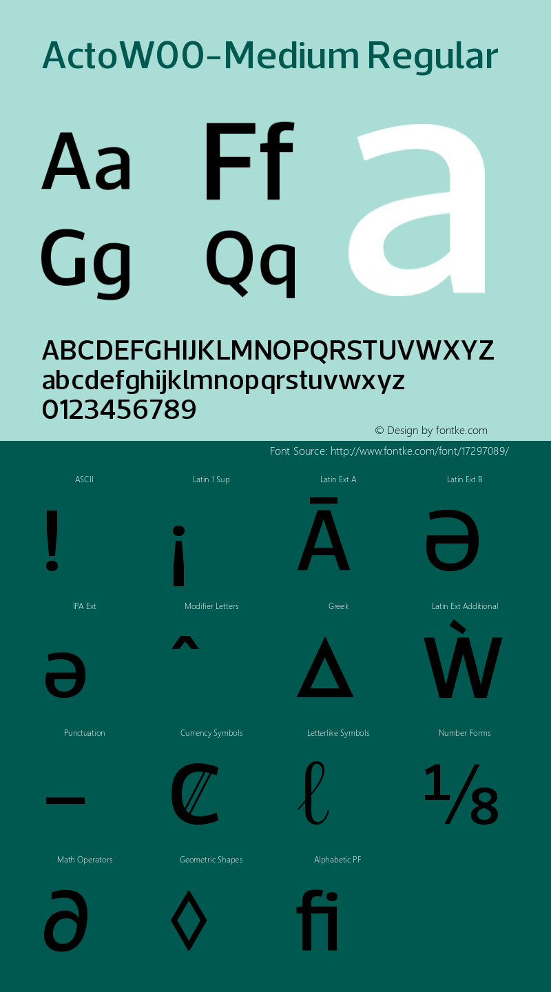 ActoW00-Medium Regular Version 1.10 Font Sample