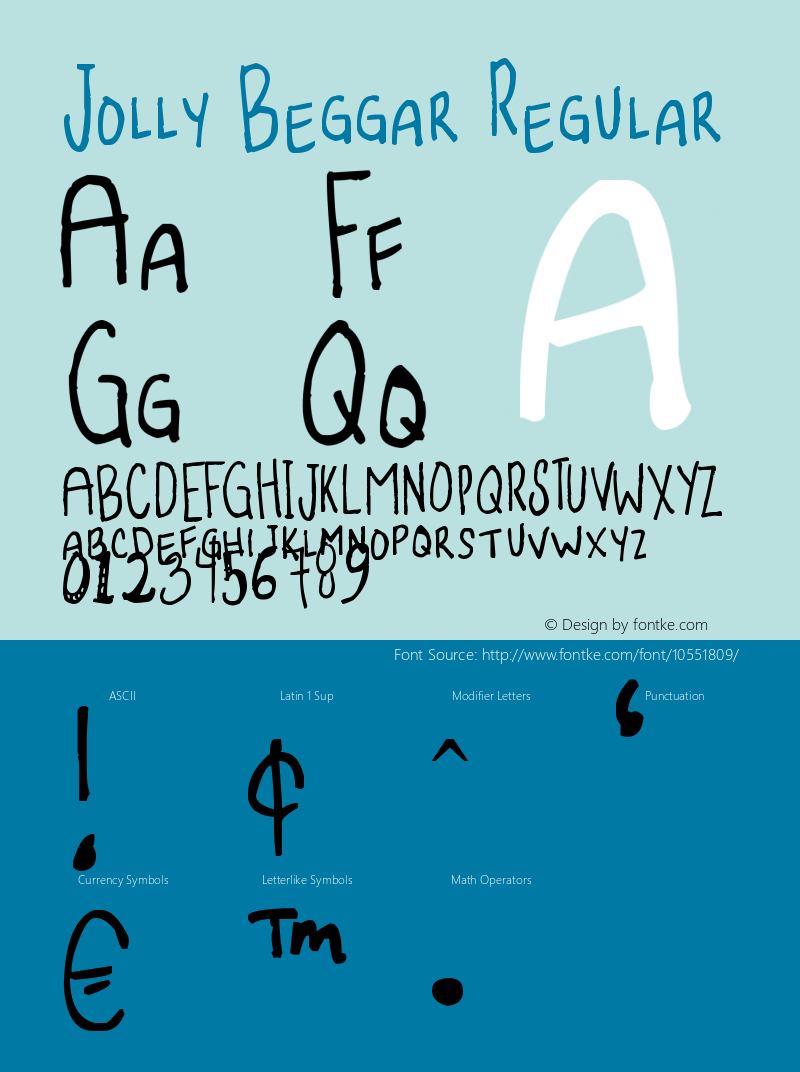 Jolly Beggar Regular Version 1.00 April 2, 2014, initial release Font Sample