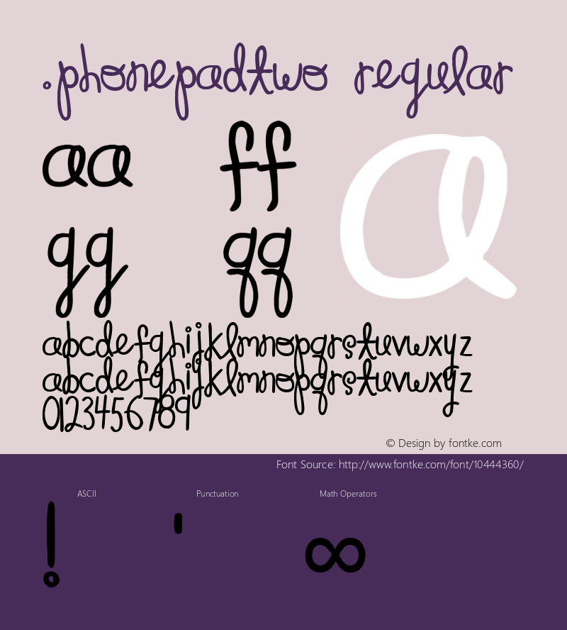 .PhonepadTwo Regular 6.1d5e1 Font Sample